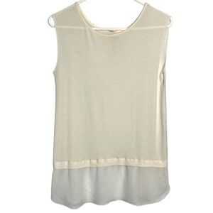 Bailey 44 Women’s Tank With Sheer Panel Detail Size Medium Cream/Ivory EUC